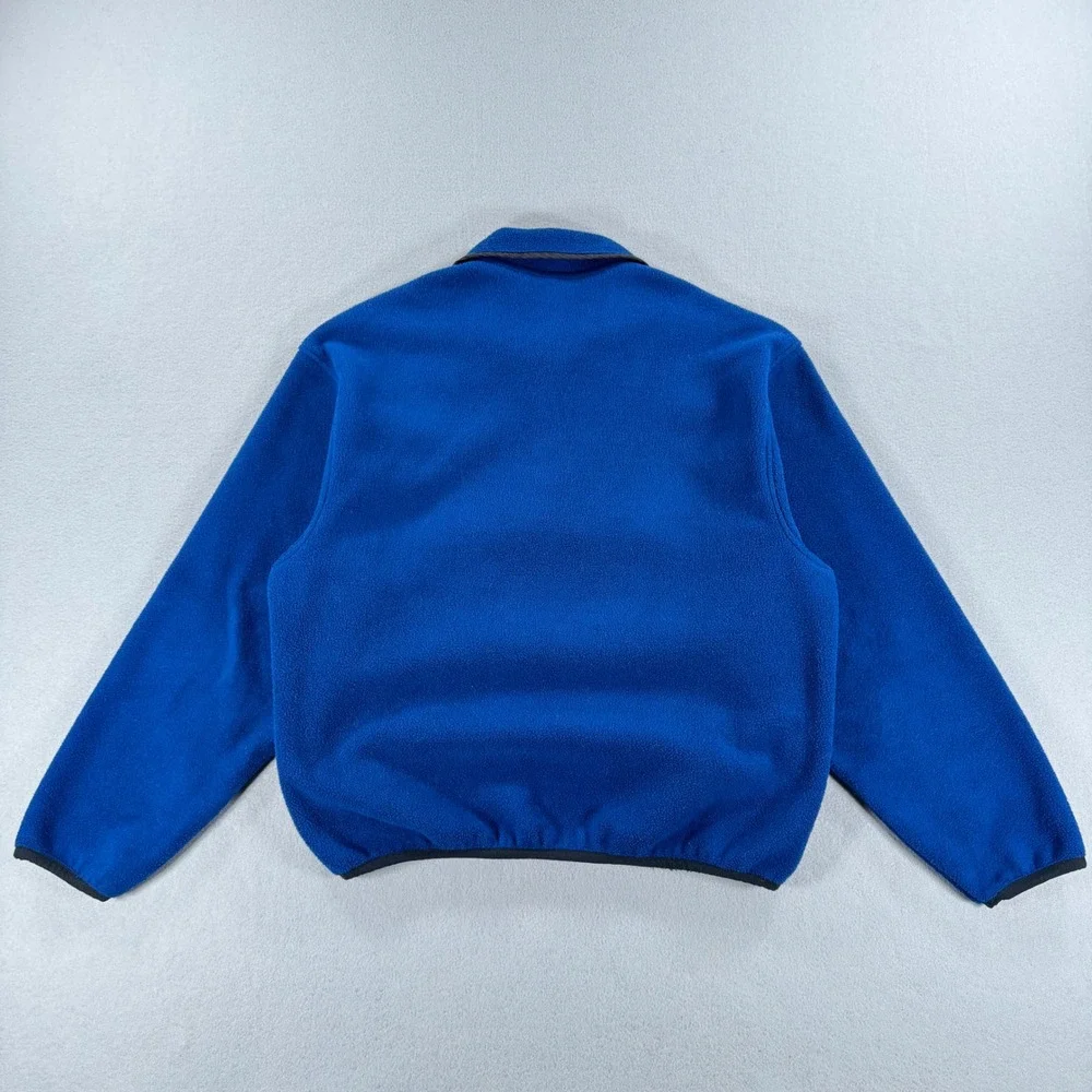 Woolrich Fleece Pullover Snap Placket Medium Blue Polartec Trim
